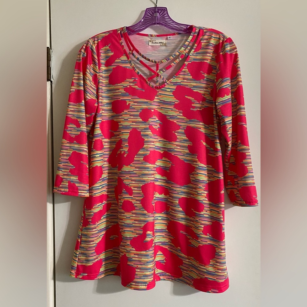 Southern stitch women’s Colorful Striped V-Neck Top